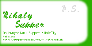 mihaly supper business card